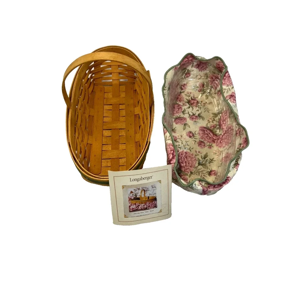 2001 Longaberger May Series Peony basket w/Liner & Protector 12.75L 6.25W 2.75H